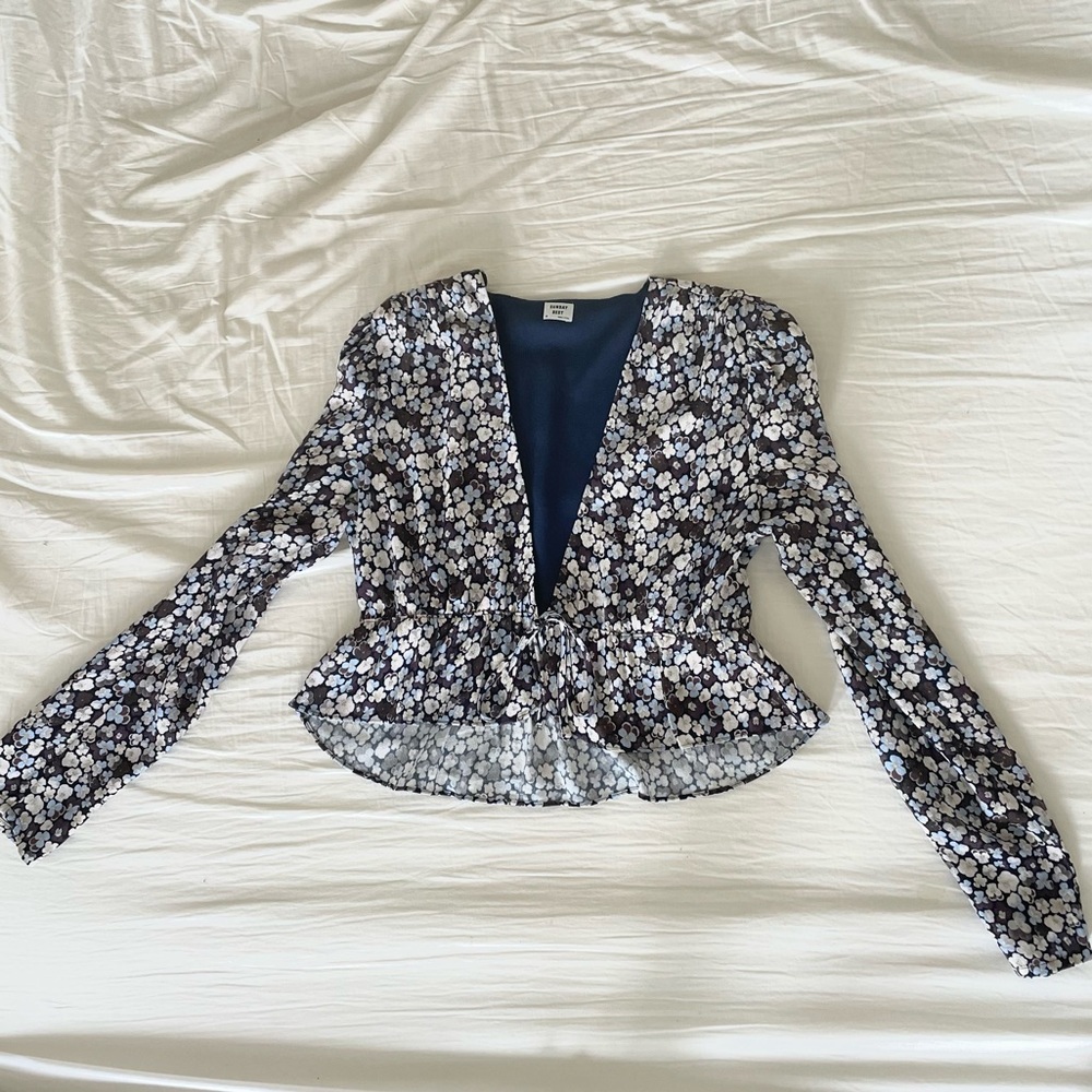 SOLD - Sunday Best Cropped Tie-Front Blouse